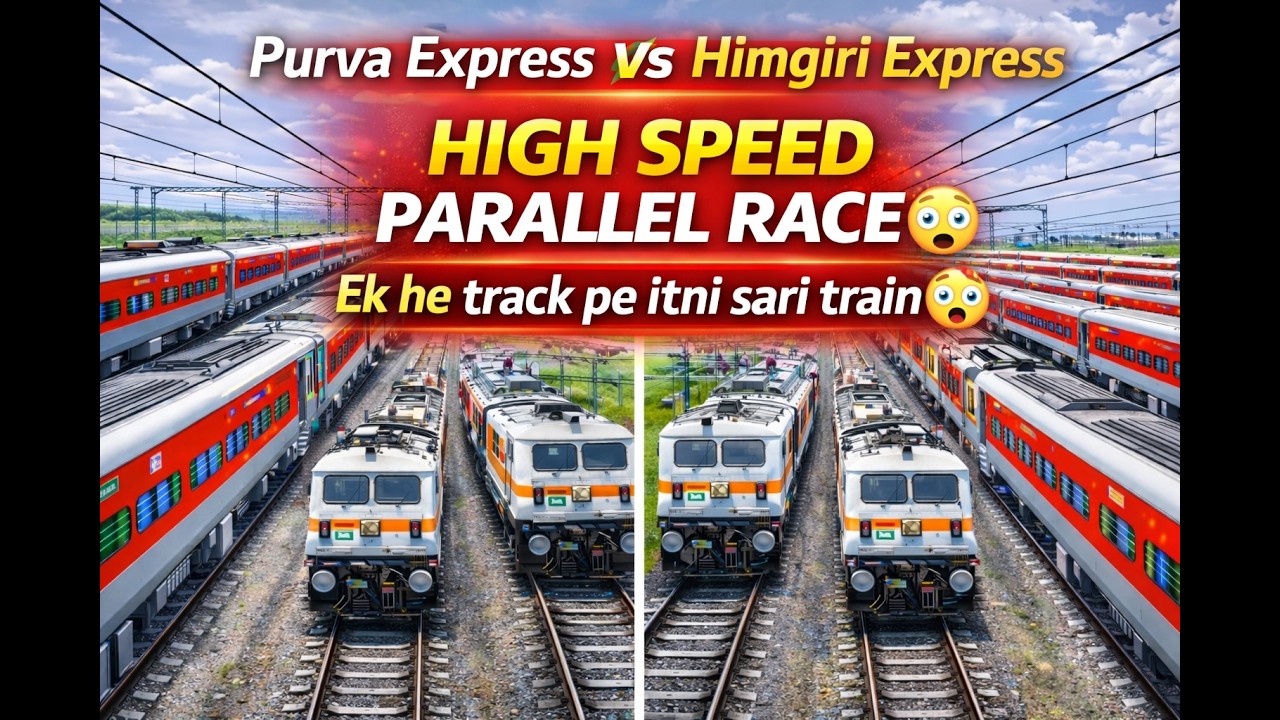 High Speed Parallel Race 😱 | Purva Express vs Himgiri Express 🚆 | Indian Railways #parallelrace
