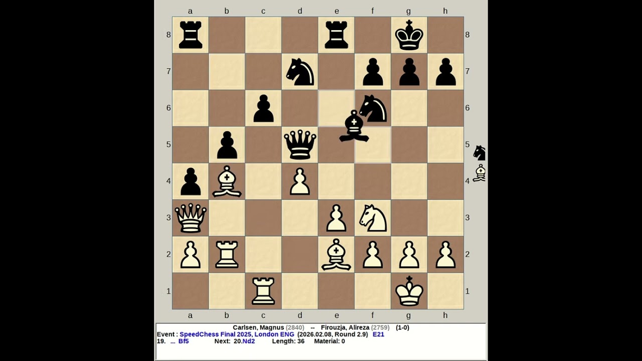 Carlsen, Magnus vs Firouzja, Alireza | SpeedChess Final 2025, London England R2 9