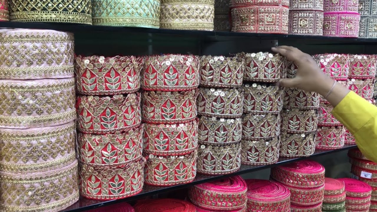 मात्र ₹30 रुपए में खरीदे और ₹100 में बेच लो | Fancy Lace, Cut piece, Latkan | Wholesale Market #lace