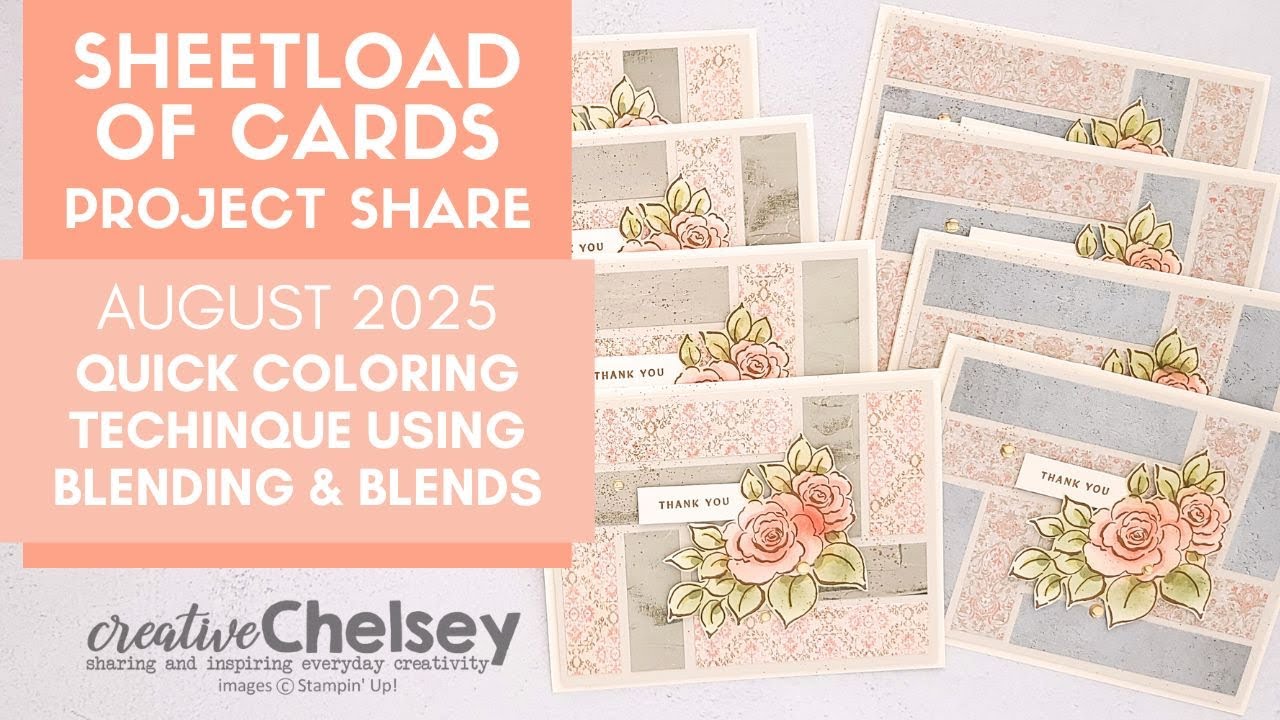 August 2025 SheetLoad of Cards - Quick Coloring Technique Using Blending & Blends - Stampin' Up!