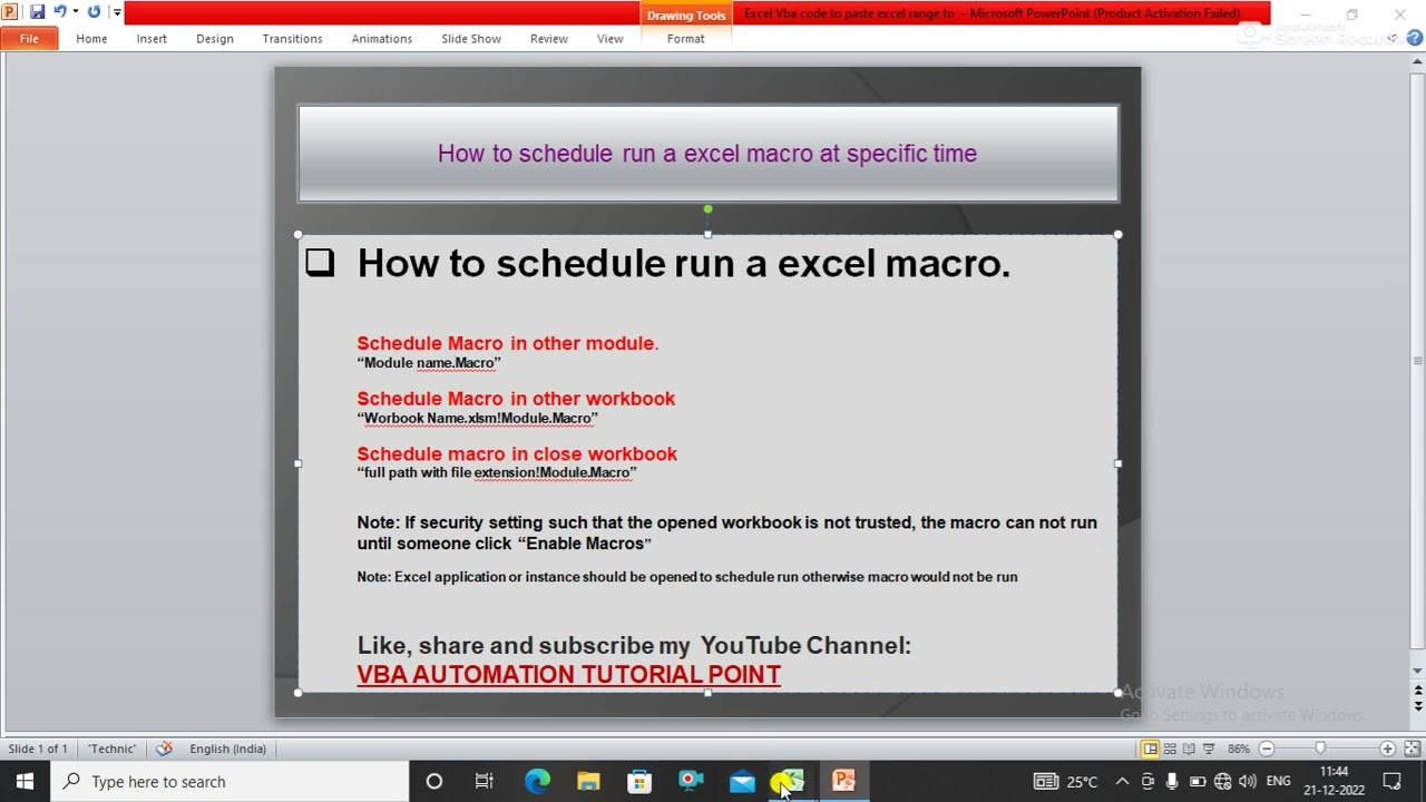 How to Schedule run a Excel macro at specific time# Excel macro