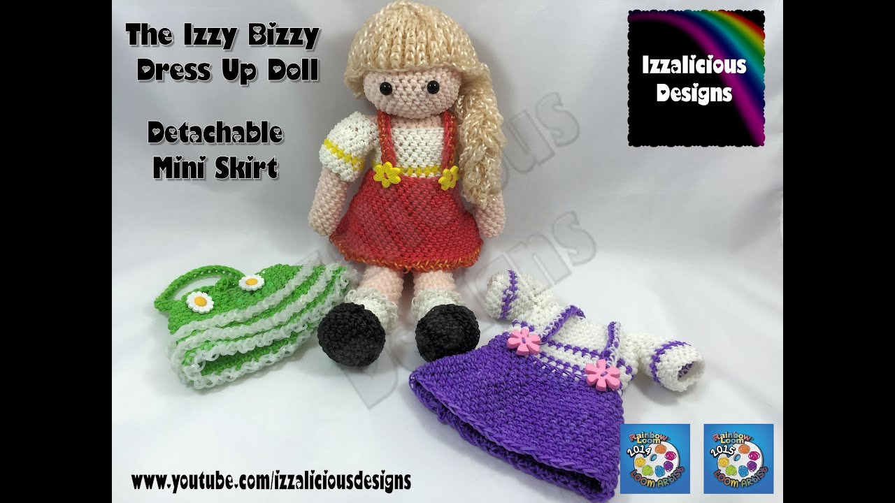 Loomigurumi Izzy Bizzy Doll - Mini Skirt - crochet hook only using Rainbow Loom Bands