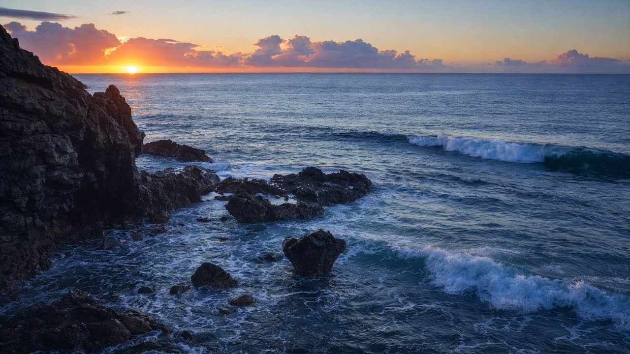Stunning Sunrise Waves from a Cliff | 15 Minutes of Ocean Sounds for Mindfulness & Meditation