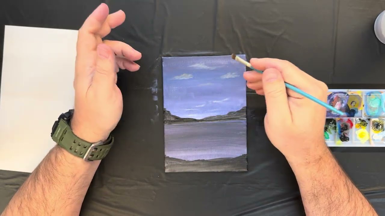 Acrylic tutorial night time landscape