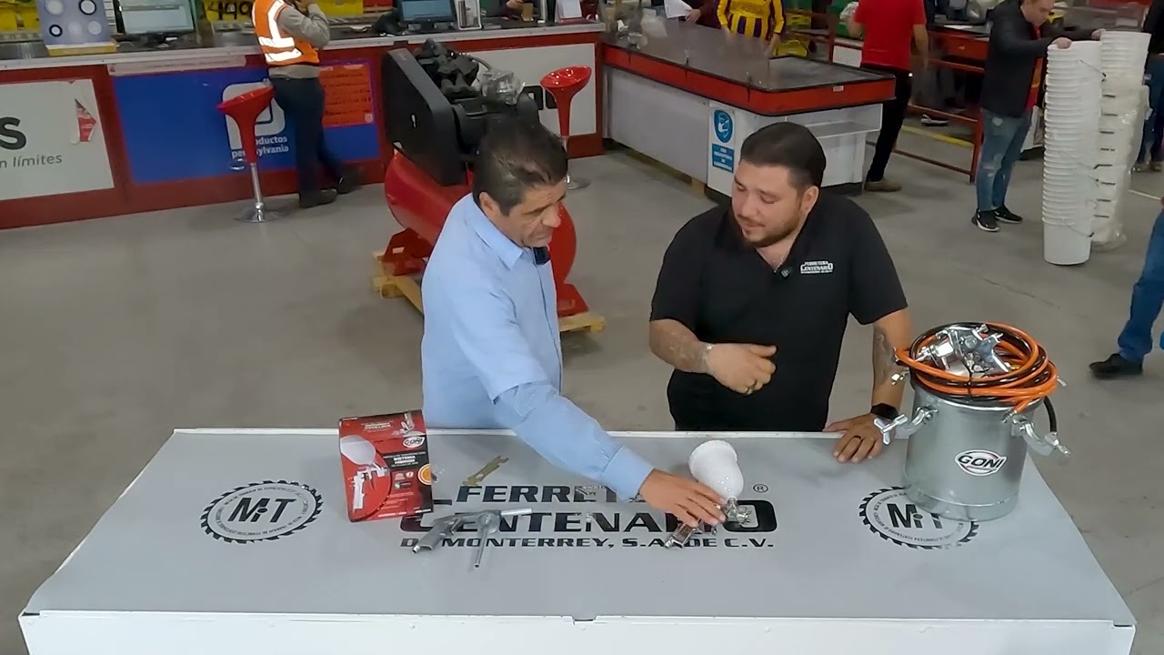 Pistola de gravedad con sistema hibrido para pintar Goni