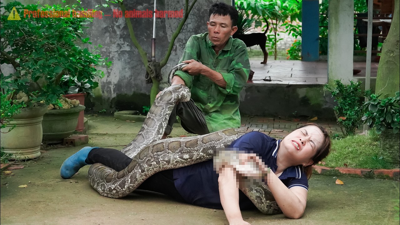 72-Hour Rescue: Giant Python Invades Farm, Approaching Girl - Brave Father Protects Her