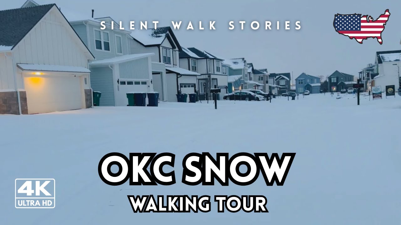 Snow Walking Tour in Oklahoma City Neighborhood | 4K Winter Walk | No Talking