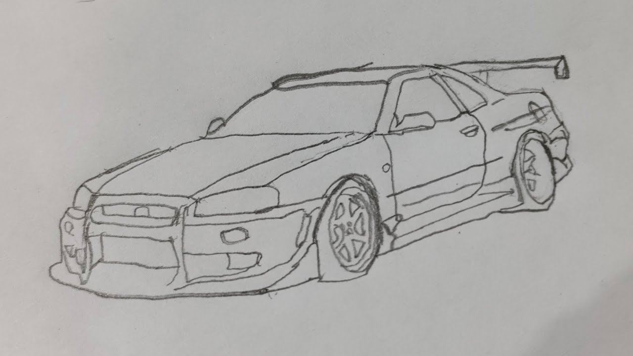 Nissan Skyline R34 Pencil Drawing | JDM Car Sketch | Shamil Arts