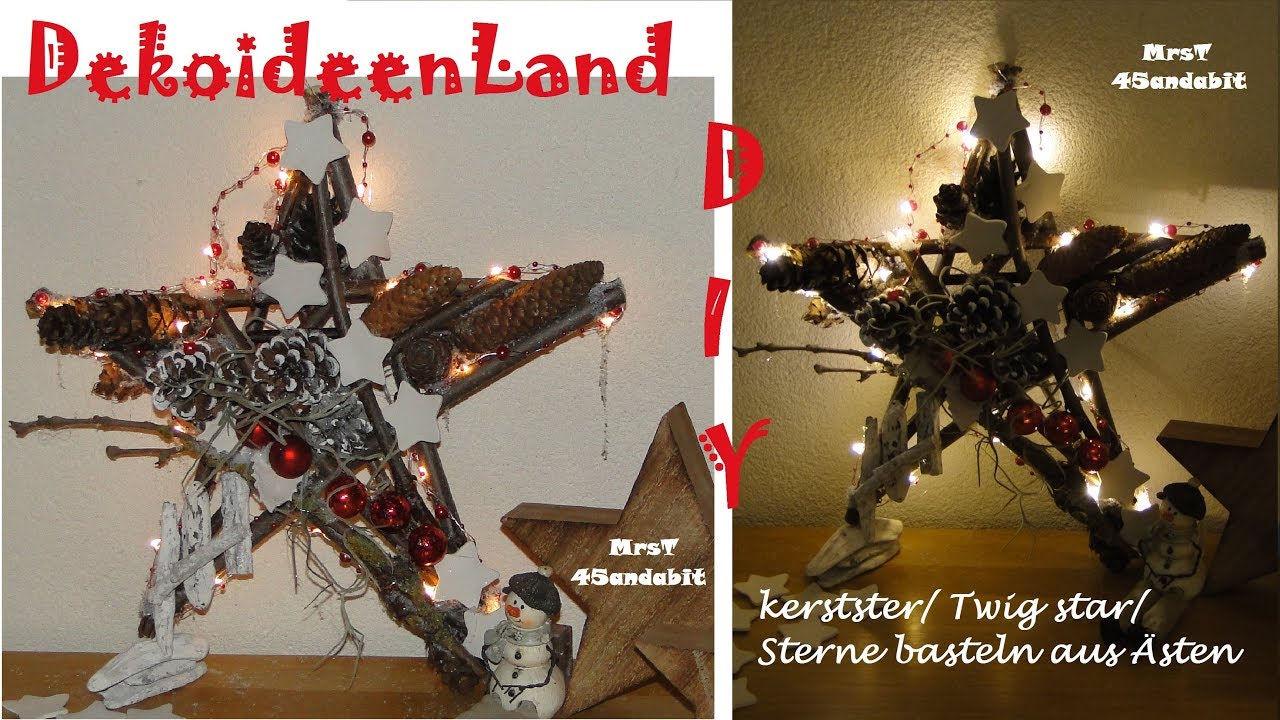DIY verlichte kerstster van takken maken l Stern aus &Auml;sten I Twig star DekoideenLand