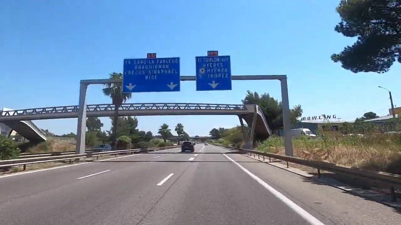 France Highway Toulon to Hyères / France Côte d'Azur Var Autoroute Toulon Hyères Gopro