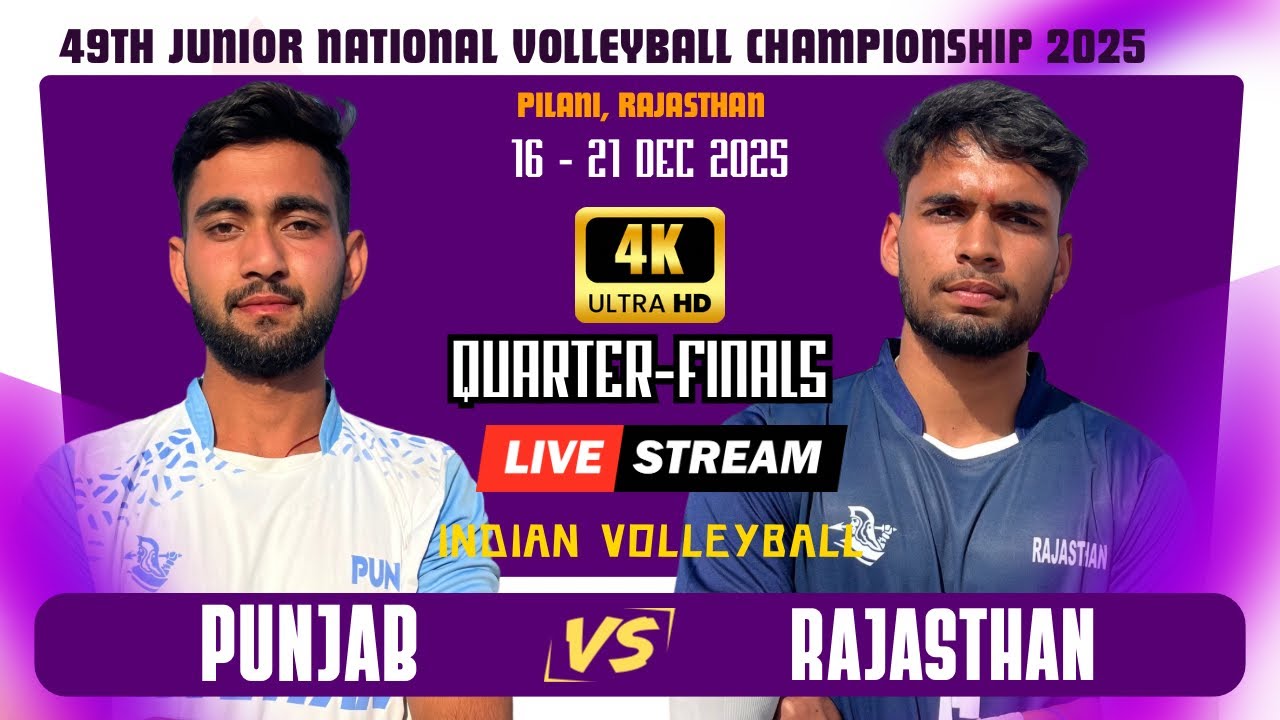 Quarter Final 🔥Rajasthan VS Punjab | 49th Junior National Championship Volleyball 2025