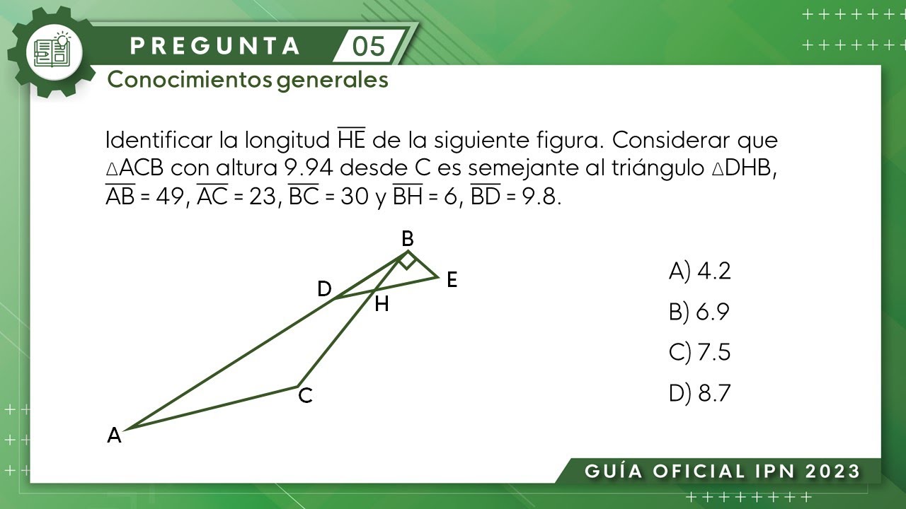 Guía IPN 2023 | Trigonometría Pregunta No. 05 | Conocimientos generales