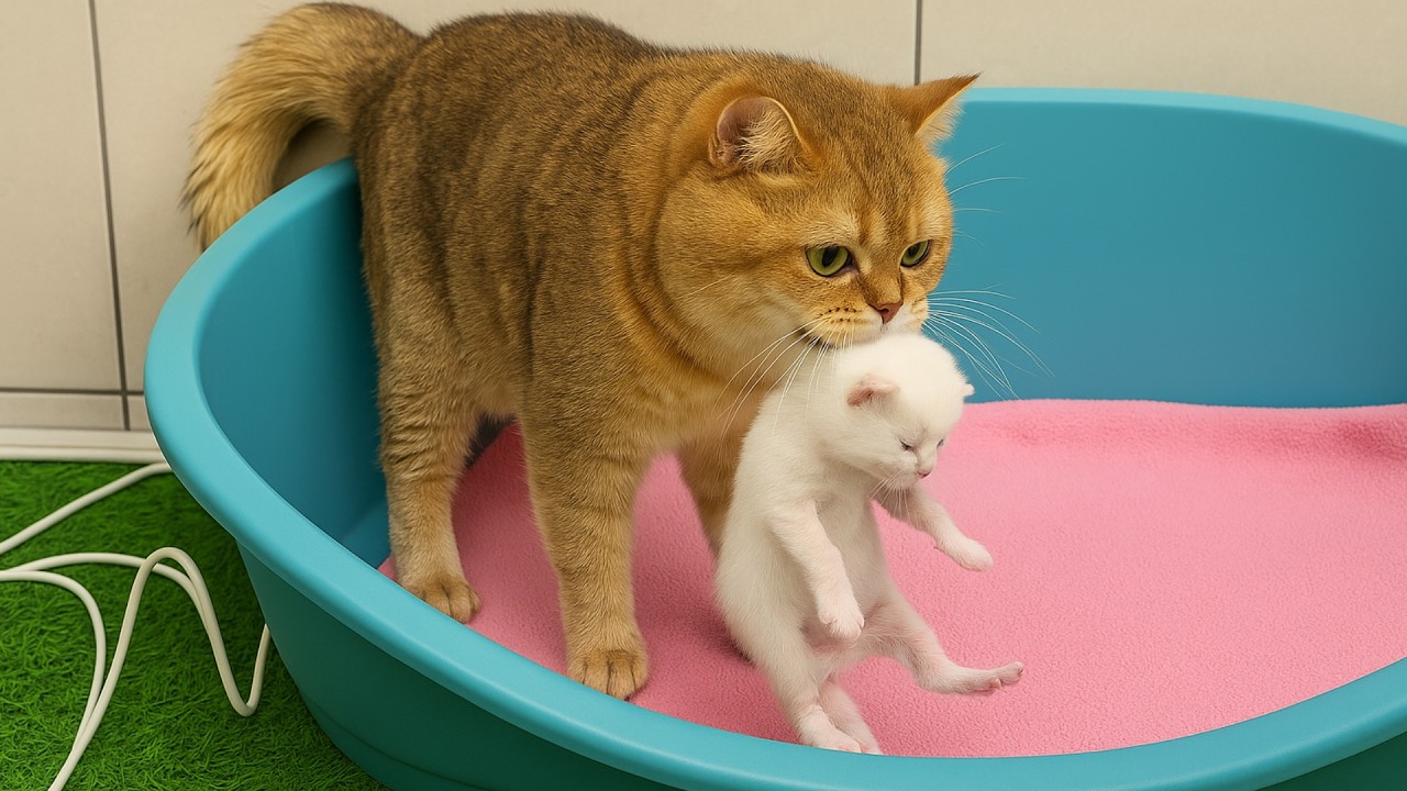 Мама кошка снова переносит недоношенных котят. Субтитры!