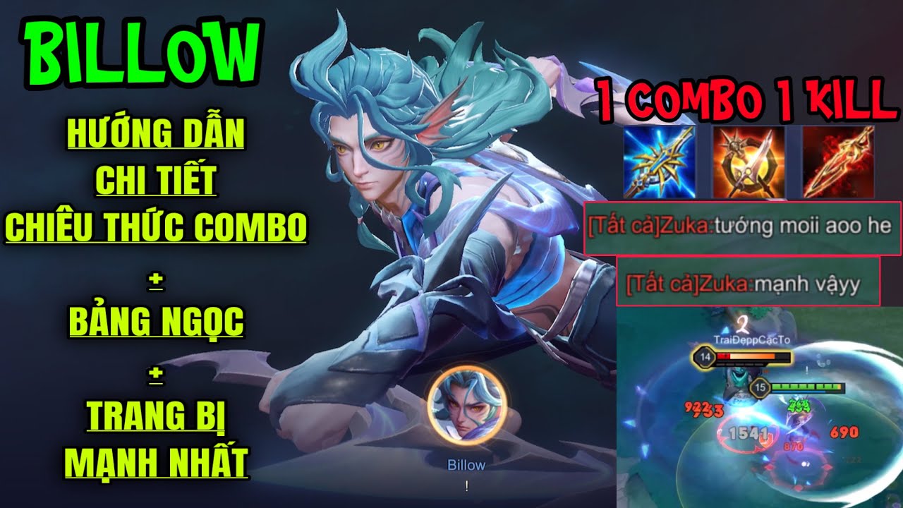 BILLOW Liên Quân || Hướng Dẫn Chi Tiết Chiêu Thức + Cách COMBO + Trang Bị và Bảng Ngọc Mạnh Nhất