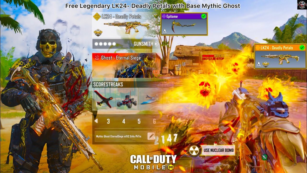 FREE Legendary LK24 - Deadly Petals goes hard with Base Mythic Ghost to wreak every enemies in CODM💀