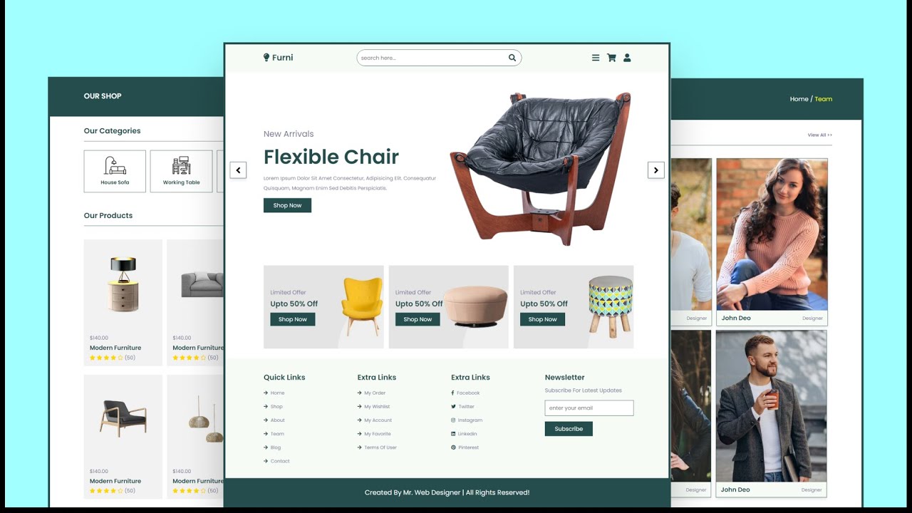 Create A Responsive Multipage Furniture Store Website Design [ HTML CSS / SASS JavaScript ]