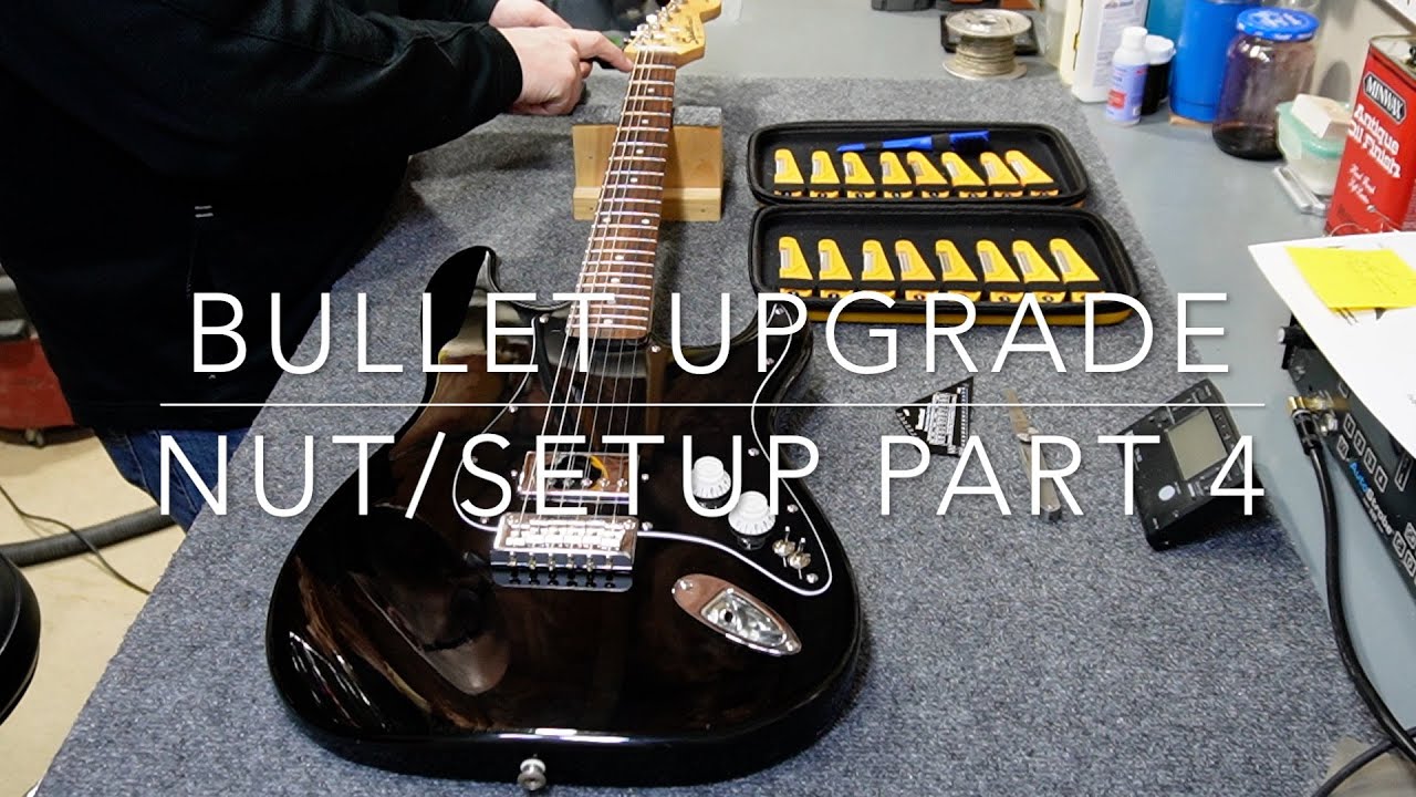 Модернизация пуль Squier Affinity 2002 года — Часть 4: Замена костяного порожка, прорезка, струны...