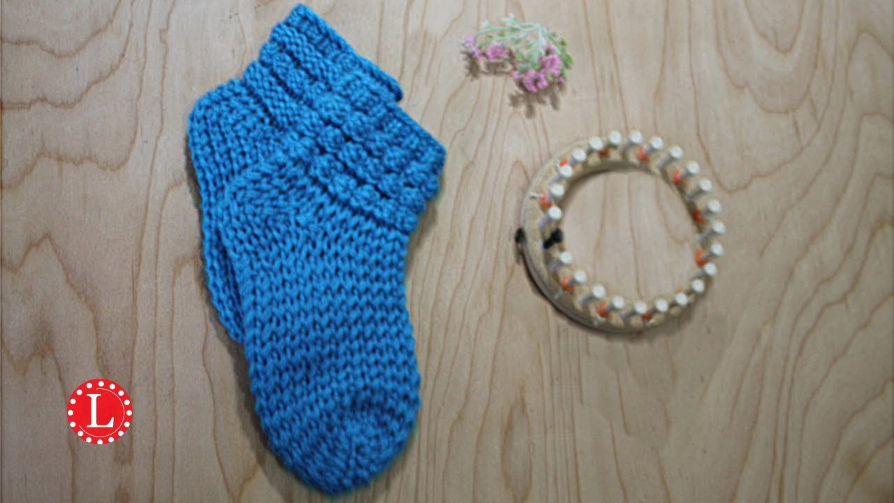 LOOM KNITTING Socks with Bubbles on a 24-peg Round Knitting Loom