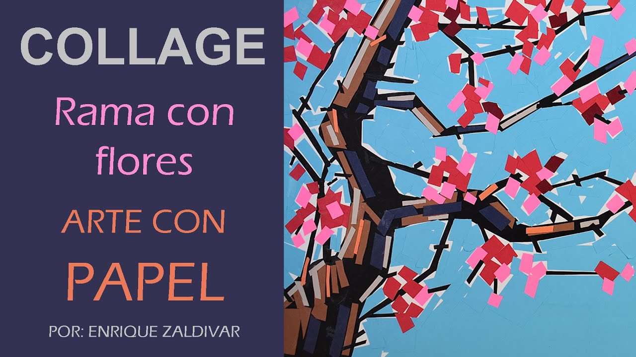 Como hacer un Collage: Rama con flores | Paisaje | Árbol | Primavera | Arte con papel
