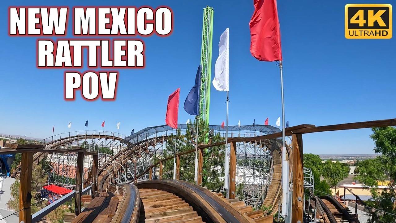 New Mexico Rattler POV (Front Row, 4K 60FPS), Cliff's Amusement Park CCI Wood Coaster | No-Copyright