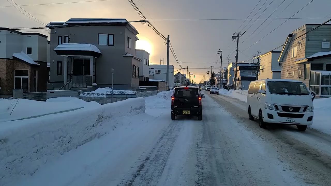2026年1月20日朝　札幌市手稲区前田9条10丁目～追分通～下手稲通交差点　ドライブ