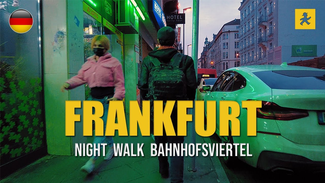 Night Walk at Red Light District and Bahnhofsviertel Frankfurt am Main, Germany [4K]
