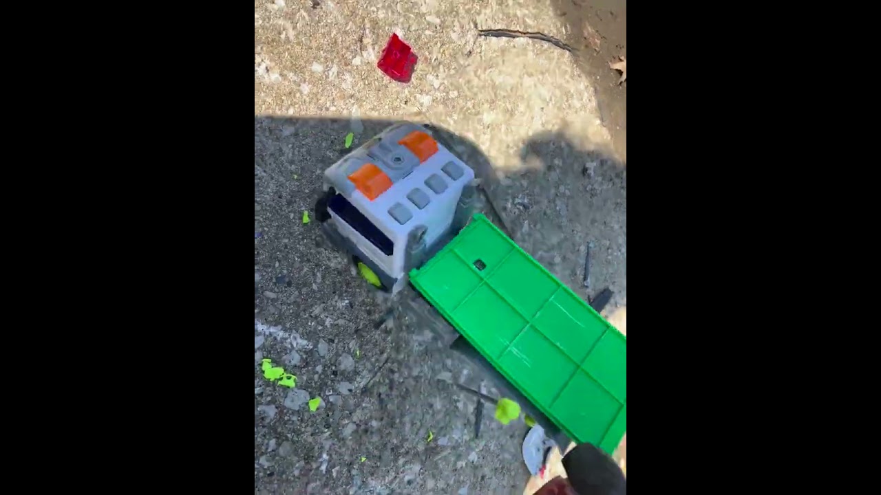 Garbage truck toy destruction