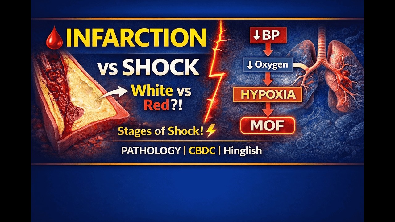 Infarction & Shock – Complete PYQ Discussion | White vs Red Infarct | Pathology FOR MBBS BHMS FMG