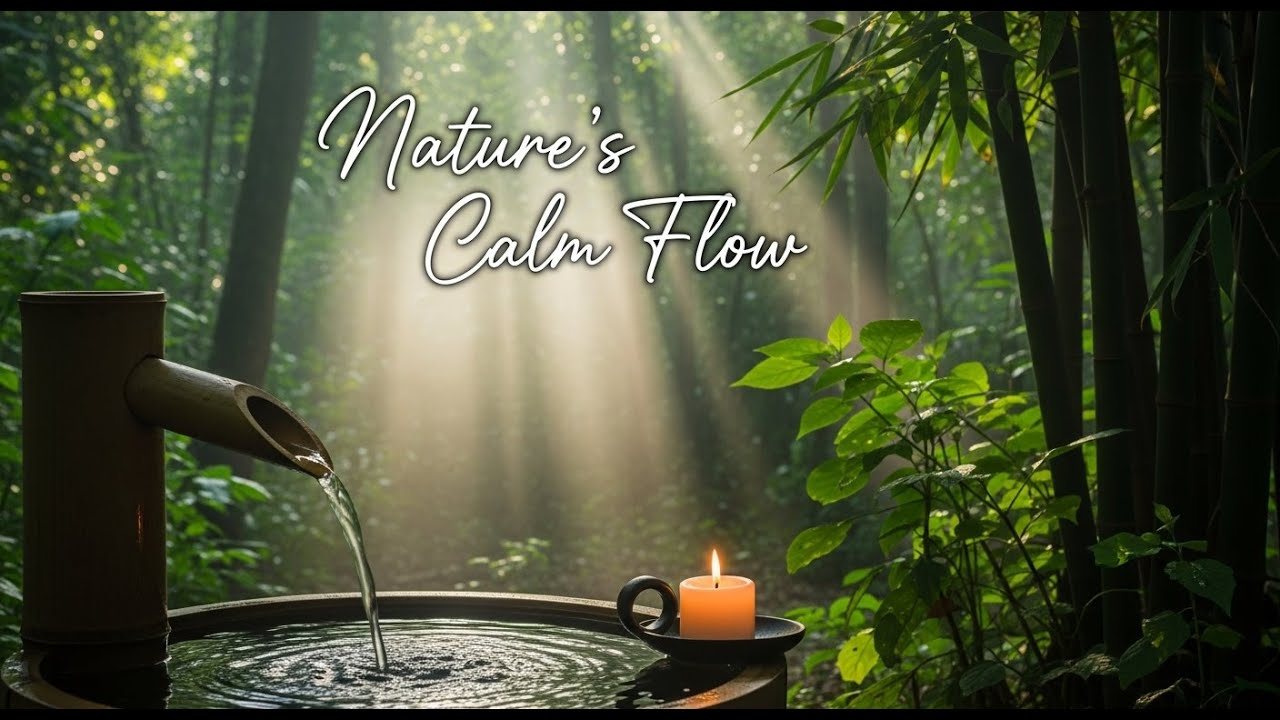 Healing Zen Mist Serenity Bamboo Fountain and Candle Glow for Deep Sleep Meditation Healing Peace