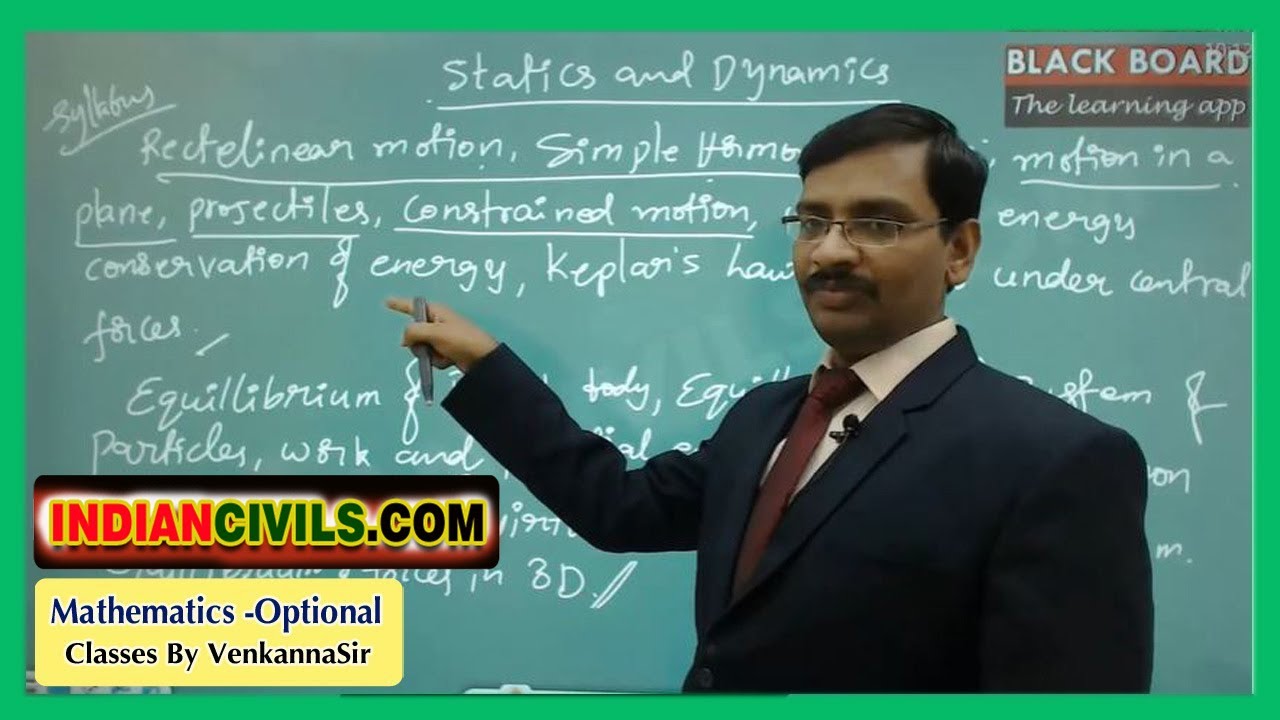 Introduction to Statics and Dynamics - Mathematics Optional By Venkanna Sir