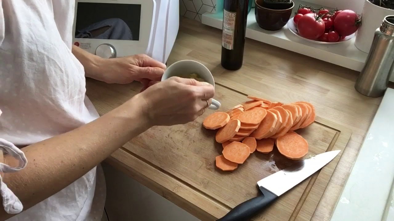 Pieczone bataty z oliwą czosnkową