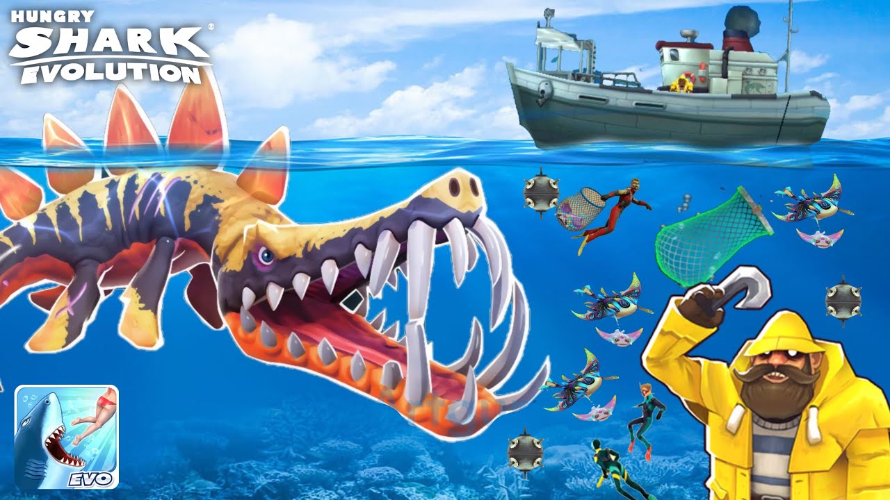 GIANT TITIAN LEO SHARK SAVE MANTA RAY AND KILL ALL SHARK - BIG SHARK | HUNGRY SHARK EVOLUTION