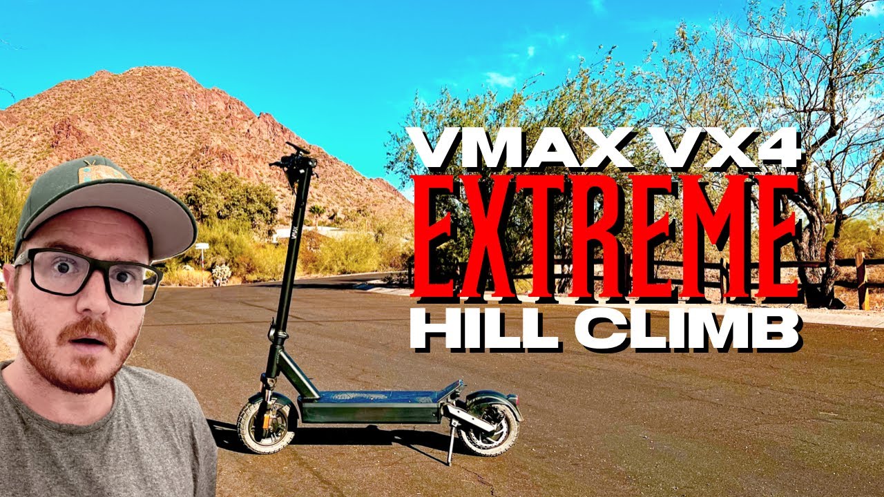 Single motor scooter on a 23% GRADE!? VMAX VX4 LT EXTREME Hill Climb Test