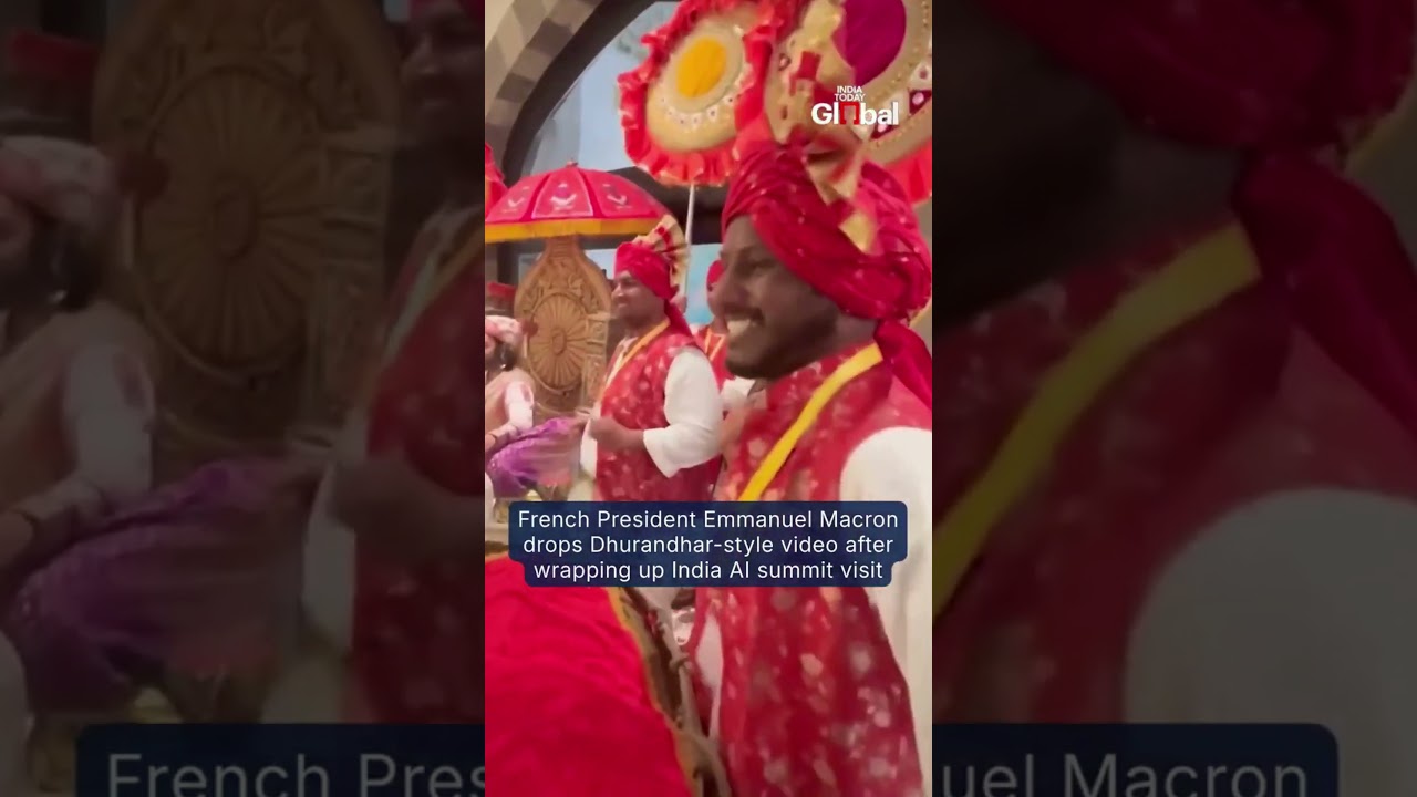 French President Emmanuel Macron shared a farewell video on X set to Dhurandhar Movie Title Track