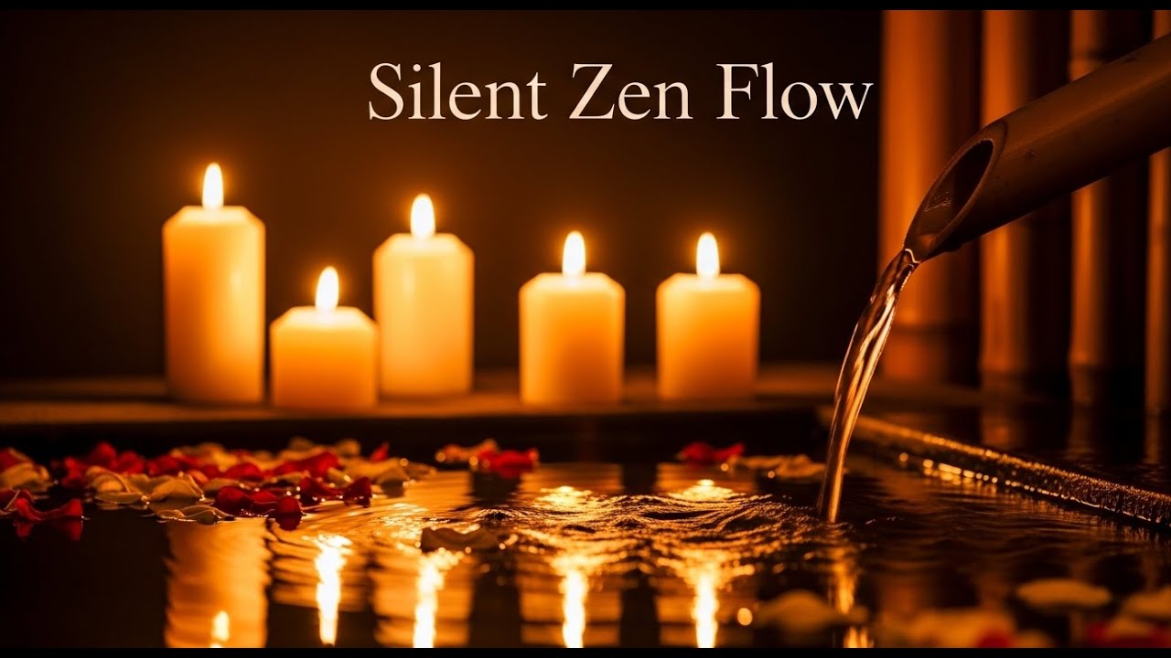 Peaceful Zen Drift Reflection Bamboo Fountain and Candle Glow for Deep Meditation Sleep and Balance