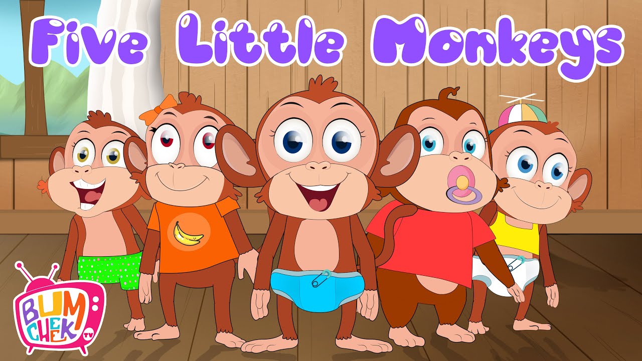 Five Little Monkeys Jumping On The Bed | Nursery Rhymes & Kids Songs I BumCheek TV