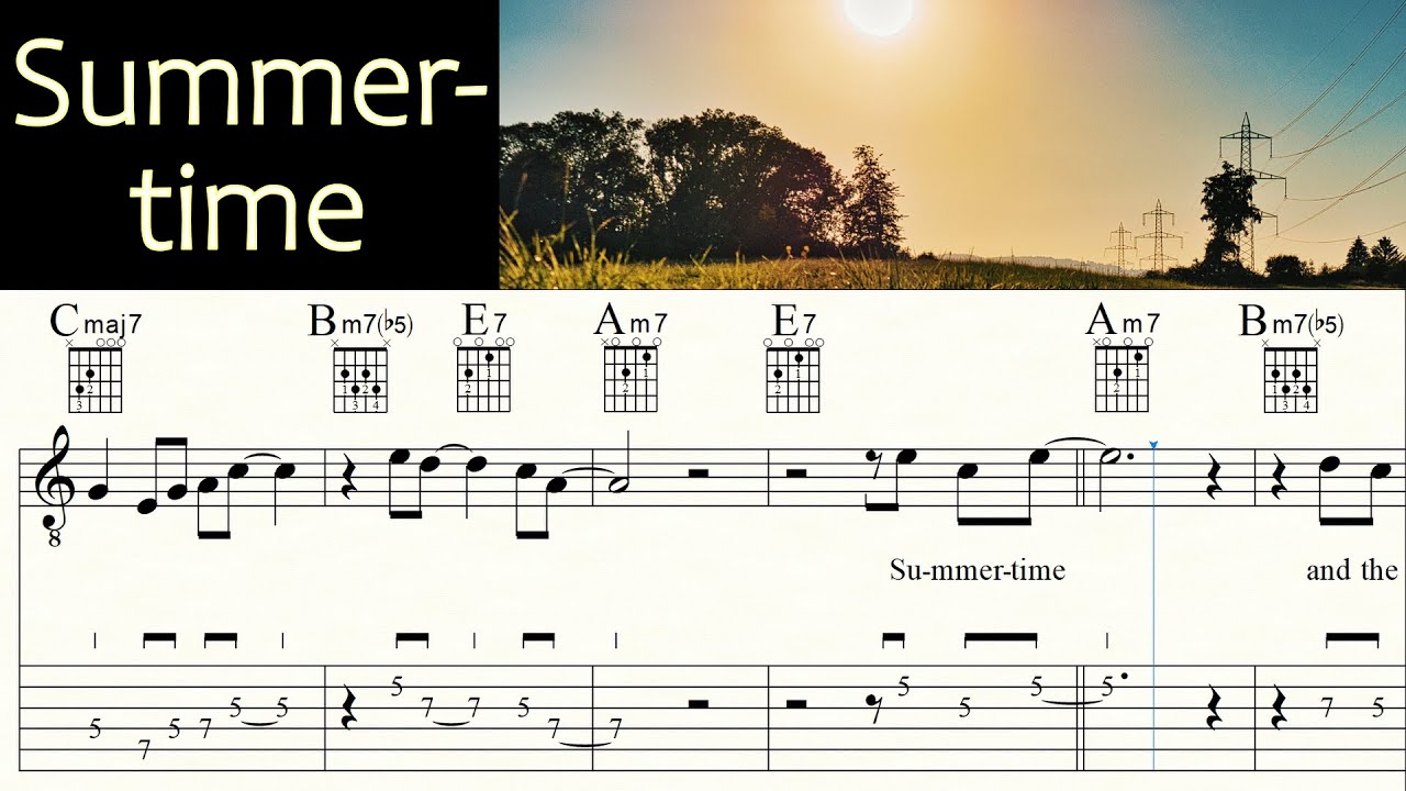 SUMMERTIME | GEORGE GERSHWIN | Guitar Lesson | Tutorial | Sheet music & TAB | free PDF