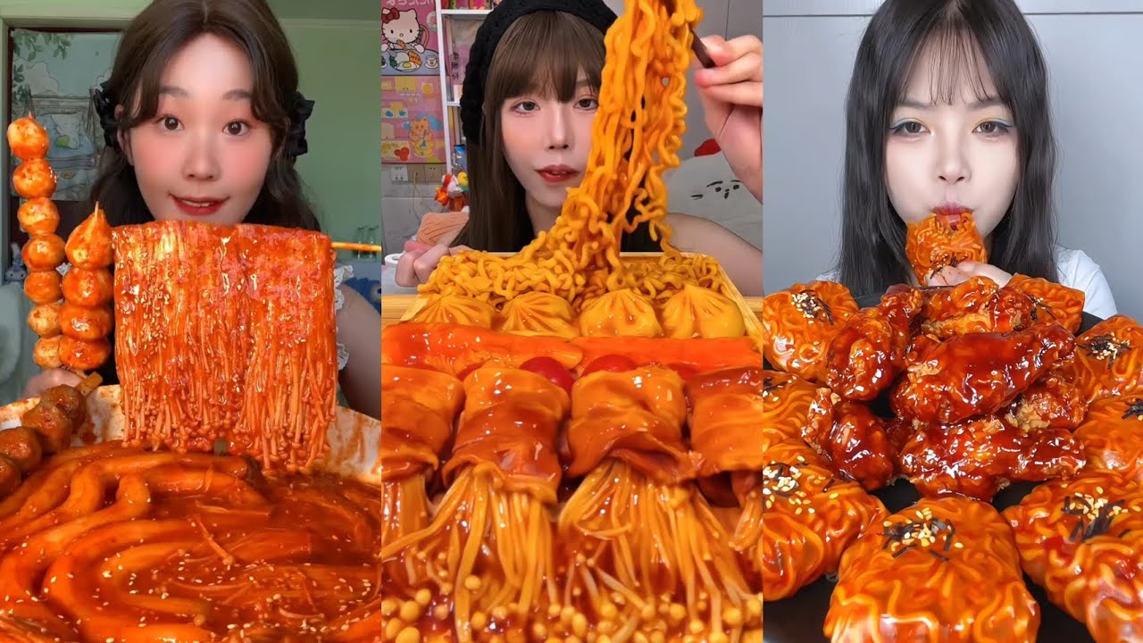 ASMR SPICY CHICKEN NOODLES, CRISPY BITES, AND SMOKY ENOKI | LATE NIGHT FOOD HEAVEN