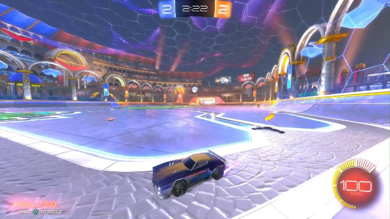 Playing rocket league with my friend.