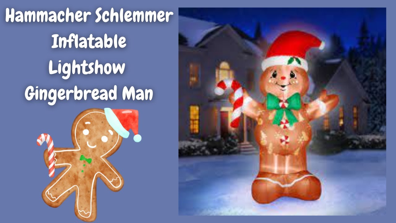 Hammacher Schlemmer Lightshow Gingerbread Man Inflatable Christmas Unboxing Inflation & Review