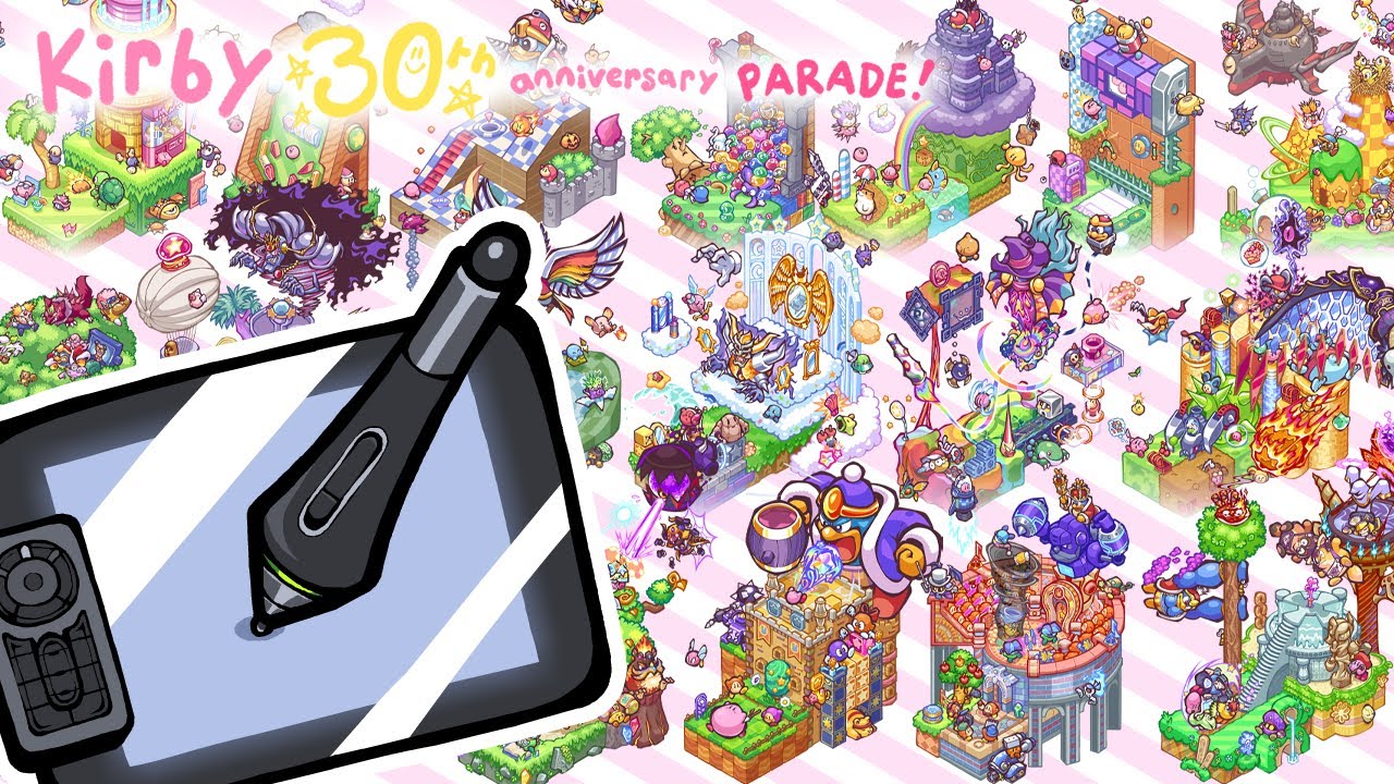 Kirby 30th Anniversary Parade (Supercut) - Time-Lapse Drawing #Kirby30