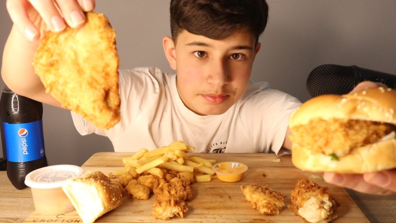 *ASMR* KFC CHICKEN BURGER, POPCORN & DRUMSTICKS