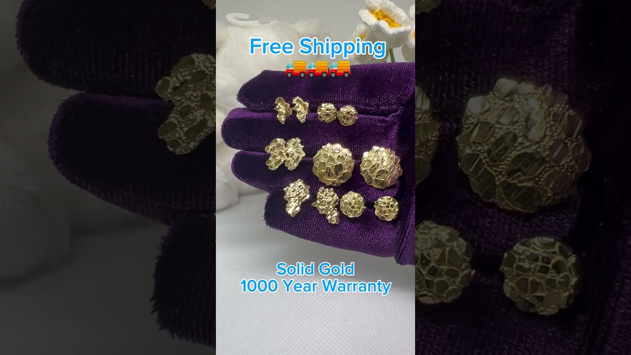 Do you prefer to wear Real Gold? 10K Solid Gold Nugget Earrings. 1000 Year Warranty.