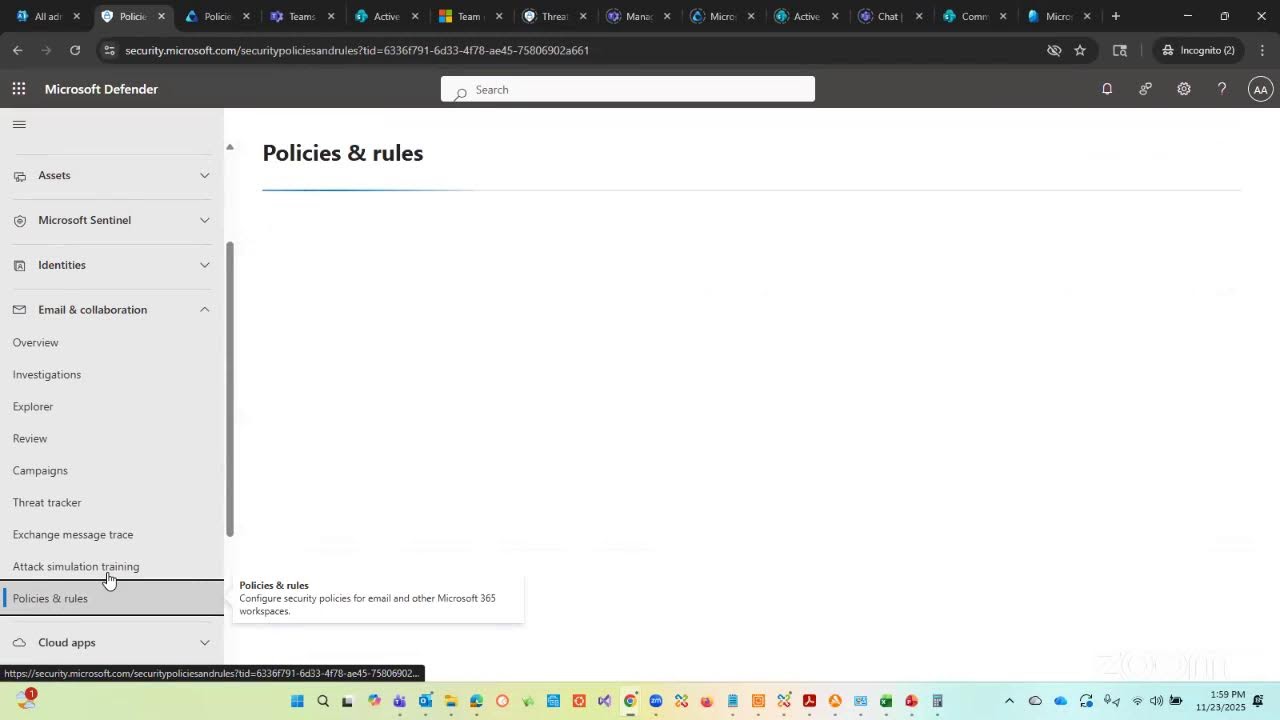 7 - SharePoint (Permission), Teams (Channels), Purview (DLP) , Security (Explorer, policies)