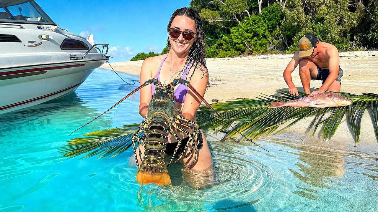 Life On The Ocean: SHE SPEARS A MONSTER CRAYFISH