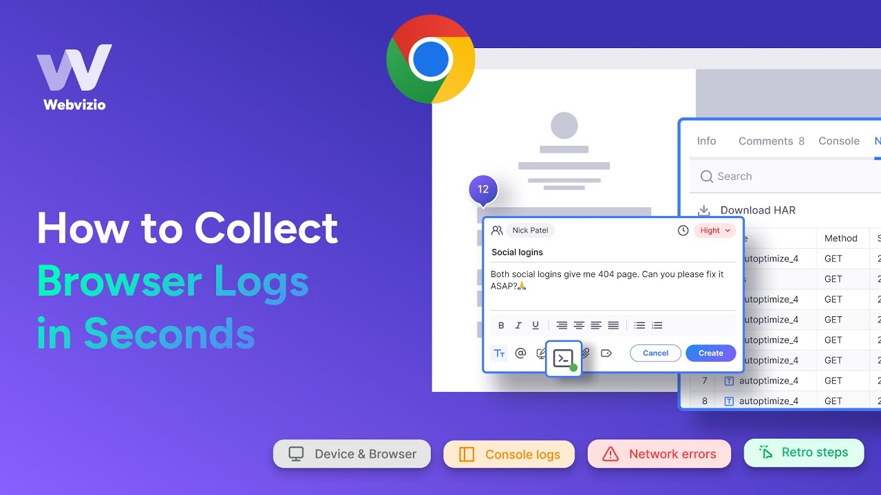 How to Collect Browser Logs with Webvizio