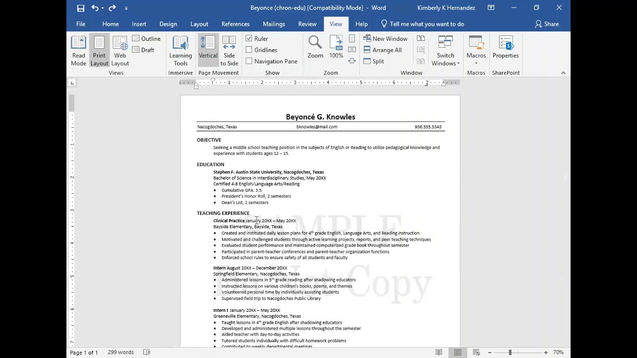 How to right-align dates in Word