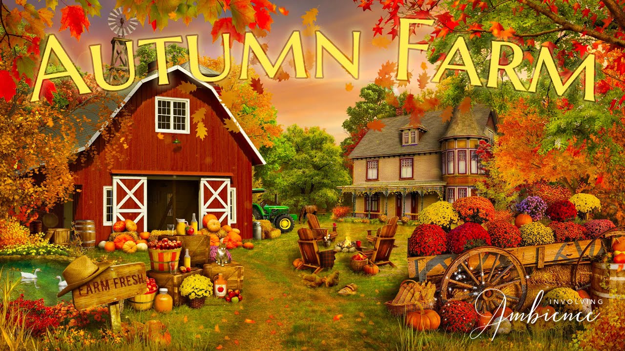 Autumn Harvest Farm ASMR Ambience 🍁🍂 Rural Idyll, Peaceful Country Autumn Nature at Sunset
