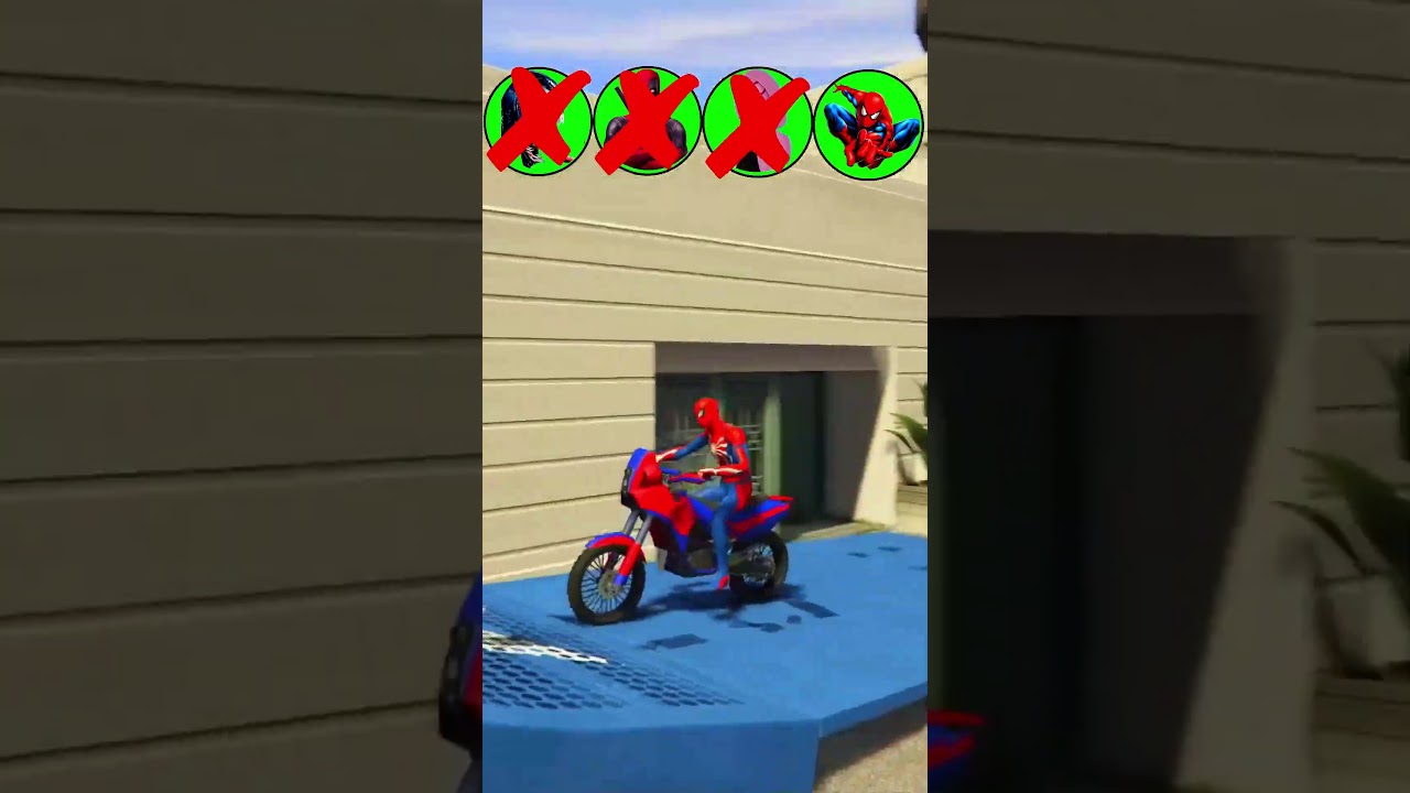 #gta5 #spiderman #venom #spiderwoman #deadpool تحدي دراجة نارية خارقة لا يصدق على الجبل الضخم