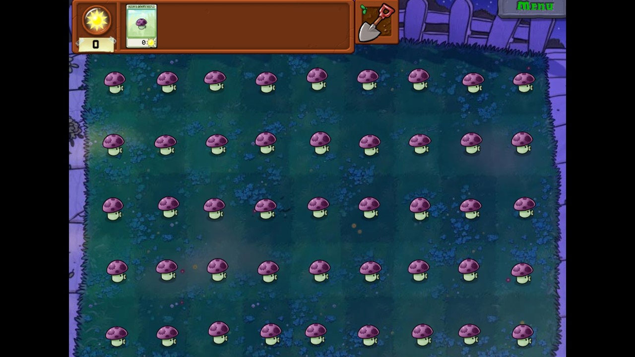 PVZ Level 2-1 to level 2-9, but only puff shrooms are allowed.